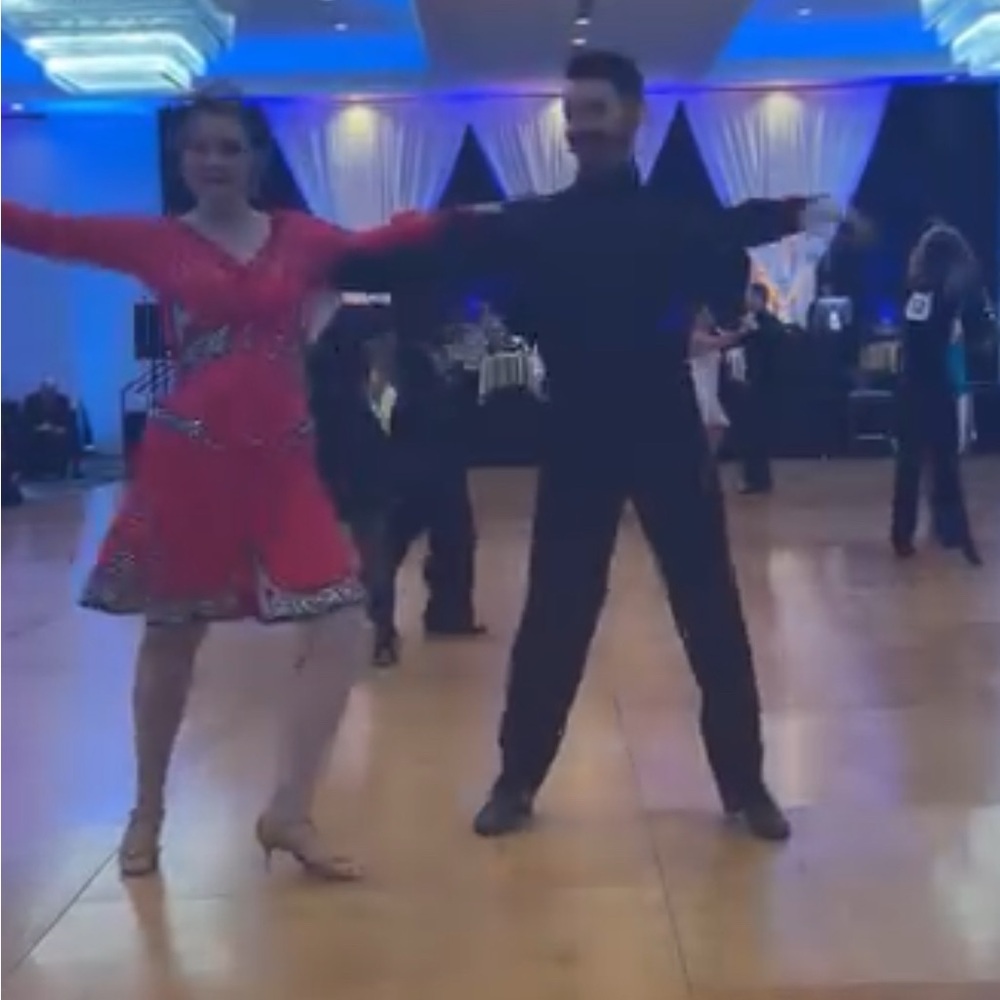 Red Dance Dress with Silver Accents - Picture 2 of 2